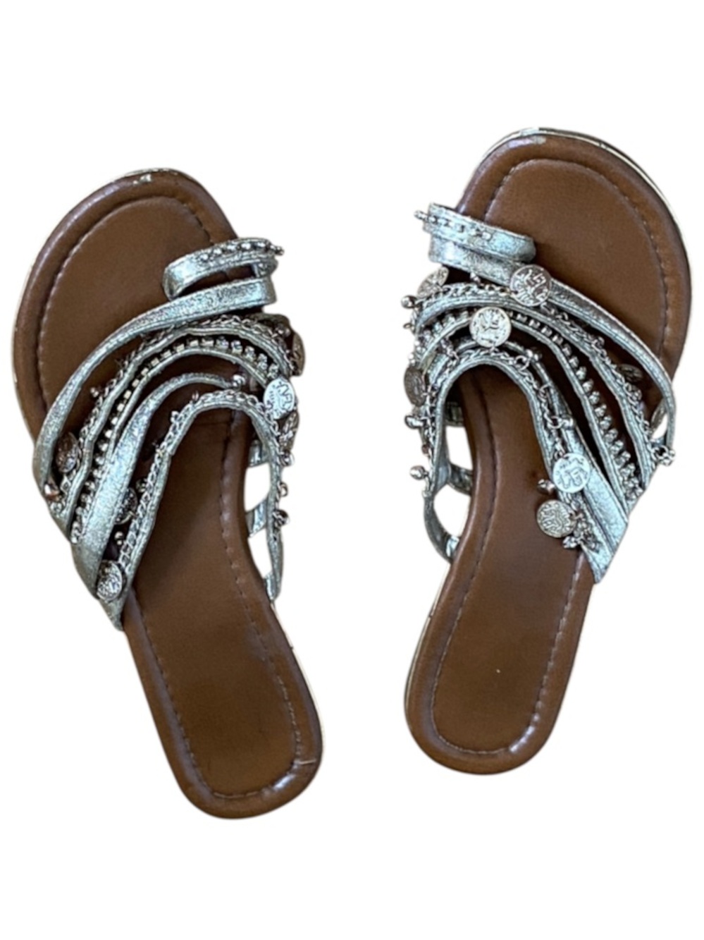 MADELINE STUART Golden Embellished Women’s Slide Sandals Size 7.5 M